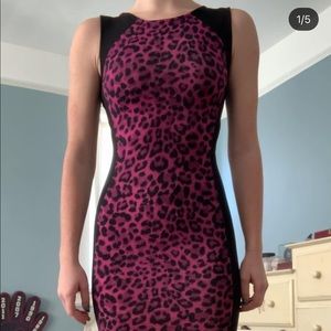 Bodycon mini dress leopard pink and black